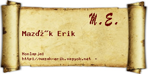 Mazák Erik névjegykártya
